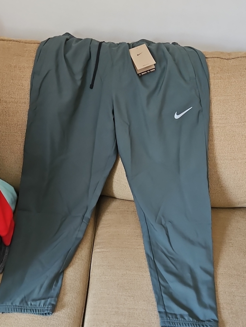 Nike Men's Slate Green Track Pants with White Swoosh